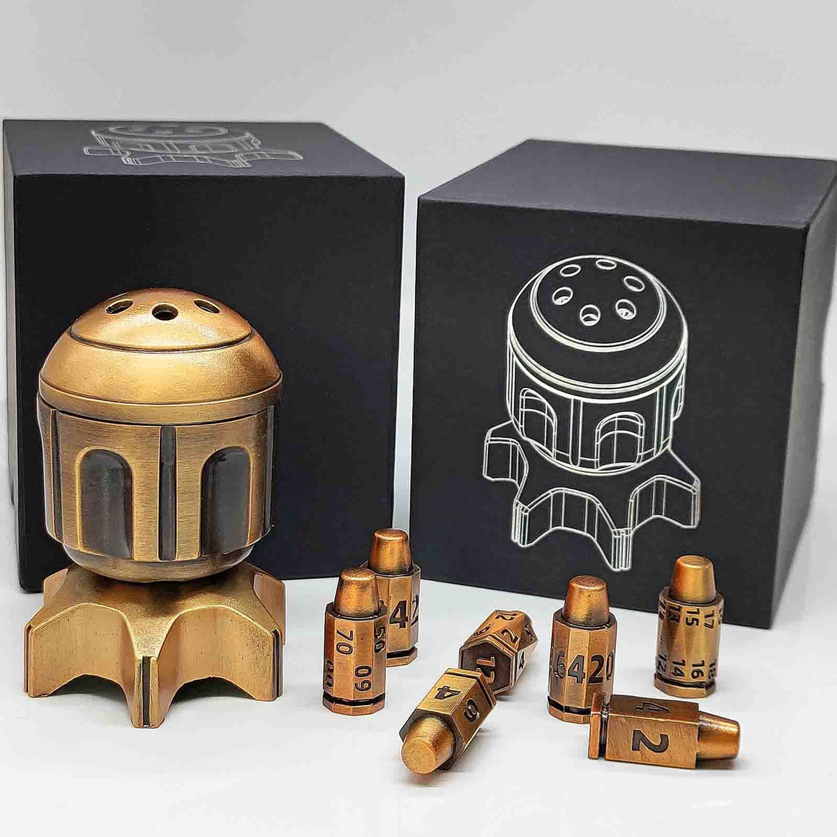 Metal Fidget Toy – RocketDice Rotating Dice Set with Zinc Alloy Bullet-Inspired EDC