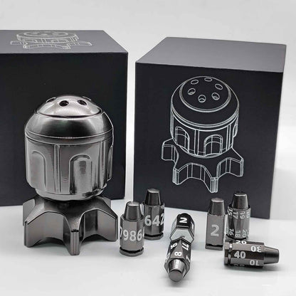Metal Fidget Toy – RocketDice Rotating Dice Set with Zinc Alloy Bullet-Inspired EDC