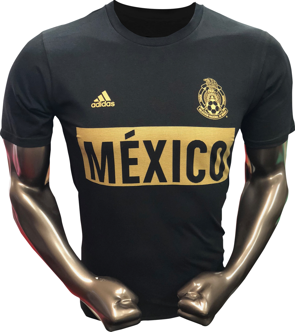 ADIDAS MEXICO STRIPES BAR T-SHIRT-BLACK/GOLD
