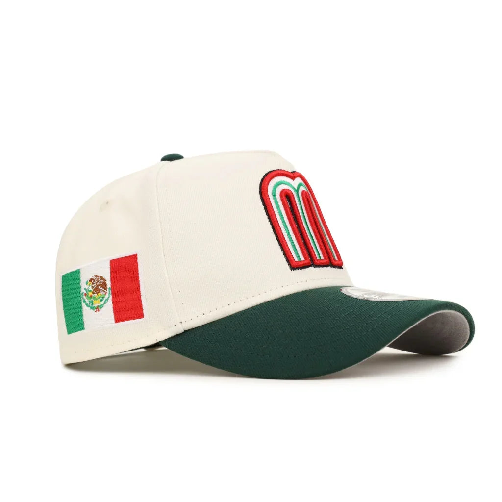 New Era Mexico WBC  9FORTY A-Frame Snapback Hat-Chrome/Dark Green