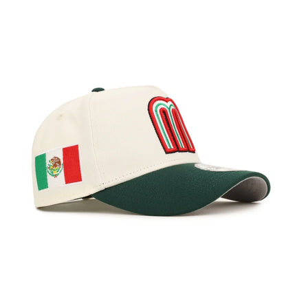New Era Mexico WBC  9FORTY A-Frame Snapback Hat-Chrome/Dark Green