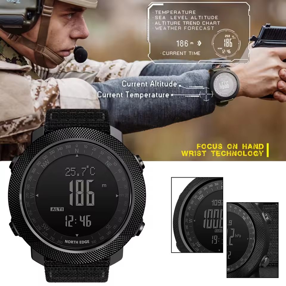 Outdoor Tactical Watch – Military 50M Waterproof Compass Altimeter Hiking Camping