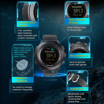 Outdoor Tactical Watch – Military 50M Waterproof Compass Altimeter Hiking Camping
