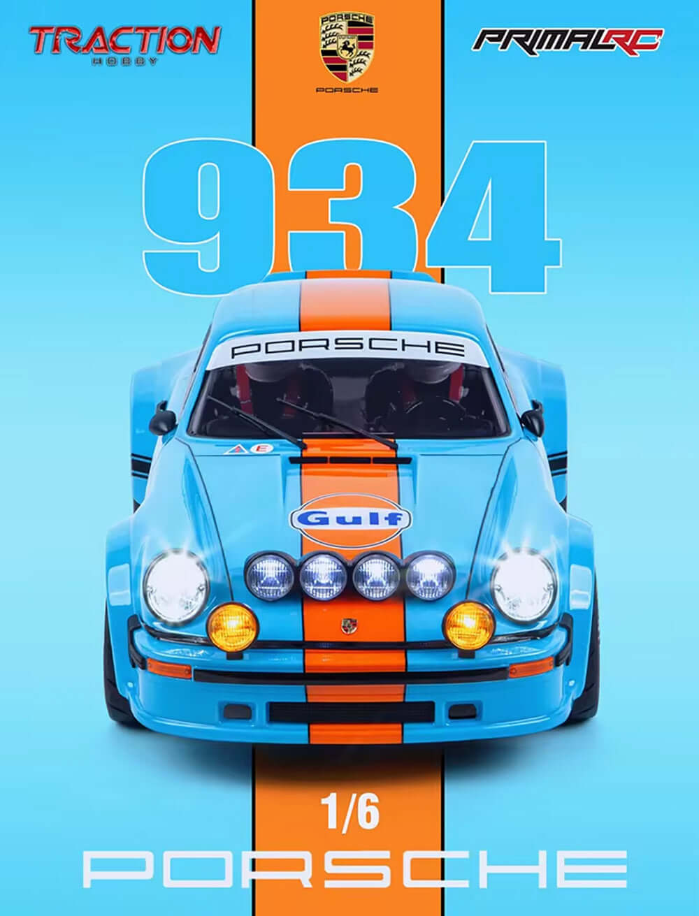 TRACTION HOBBY x PRIMAL RC Porsche 934 1/6 4WD Brushless RC Drift Rally Car RTR