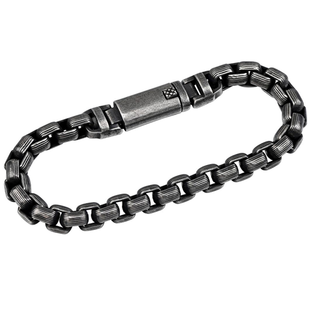 Punk Titanium Bracelet – RustEdge Steel Industrial with Oxidized Finish