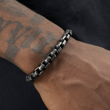 Punk Titanium Bracelet – RustEdge Steel Industrial with Oxidized Finish