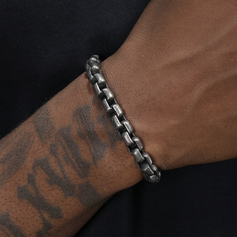 Punk Titanium Bracelet – RustEdge Steel Industrial with Oxidized Finish