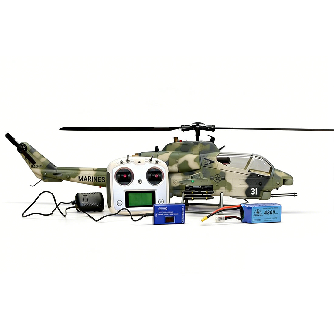 ROBAN AH-1 Cobra 470 Scale RC Helicopter GPS Stabilized 2-Blade Missile LED Light PNP/RTF