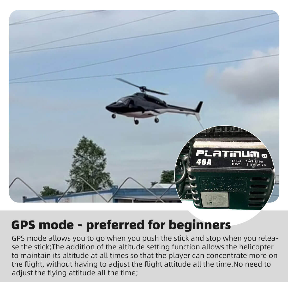 ROBAN Airwolf 470L Scale RC Helicopter GPS X2 Flight Control LED Night Flight PNP/RTF