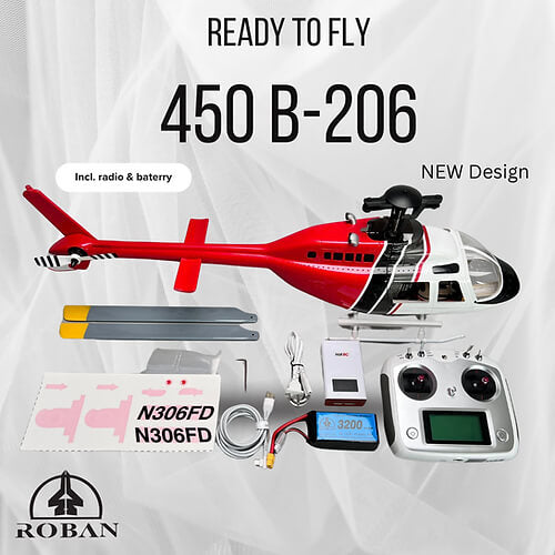 ROBAN Bell-206 450 Scale RC Helicopter GPS Stabilized X1 Flight Controller PNP/RTF