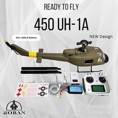 ROBAN UH-1D Huey 450 Scale RC Helicopter GPS Stabilized 11CH Flybarless PNP/RTF