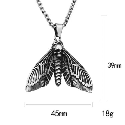 Skull Moth Necklace – Death Gothic Punk Pendant for Alternative Styling, Collecting