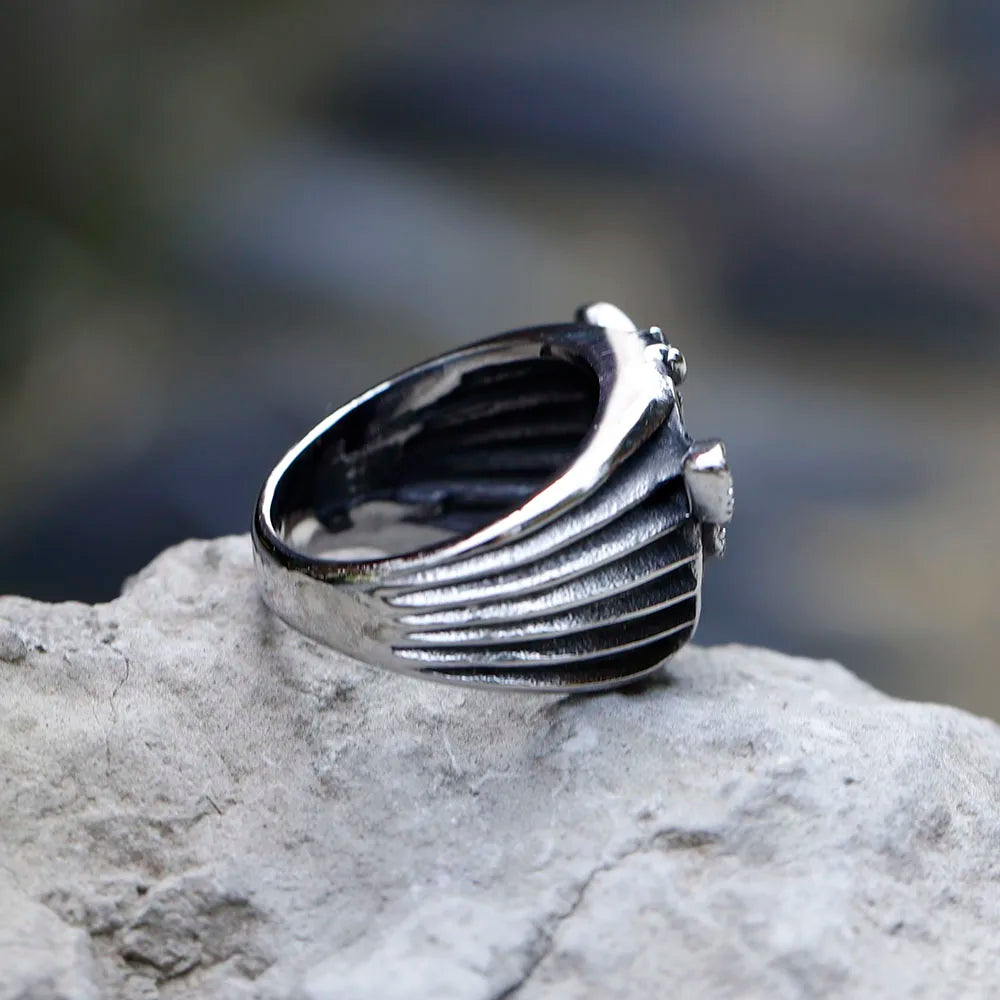 Skull Moth Ring – Death's Head 316L Stainless Steel Gothic Punk Biker