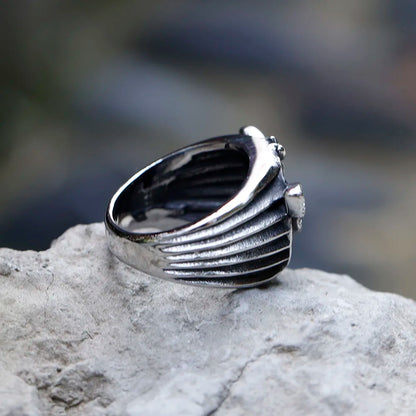 Skull Moth Ring – Death's Head 316L Stainless Steel Gothic Punk Biker