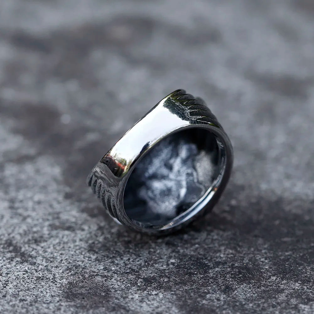 Skull Moth Ring – Death's Head 316L Stainless Steel Gothic Punk Biker