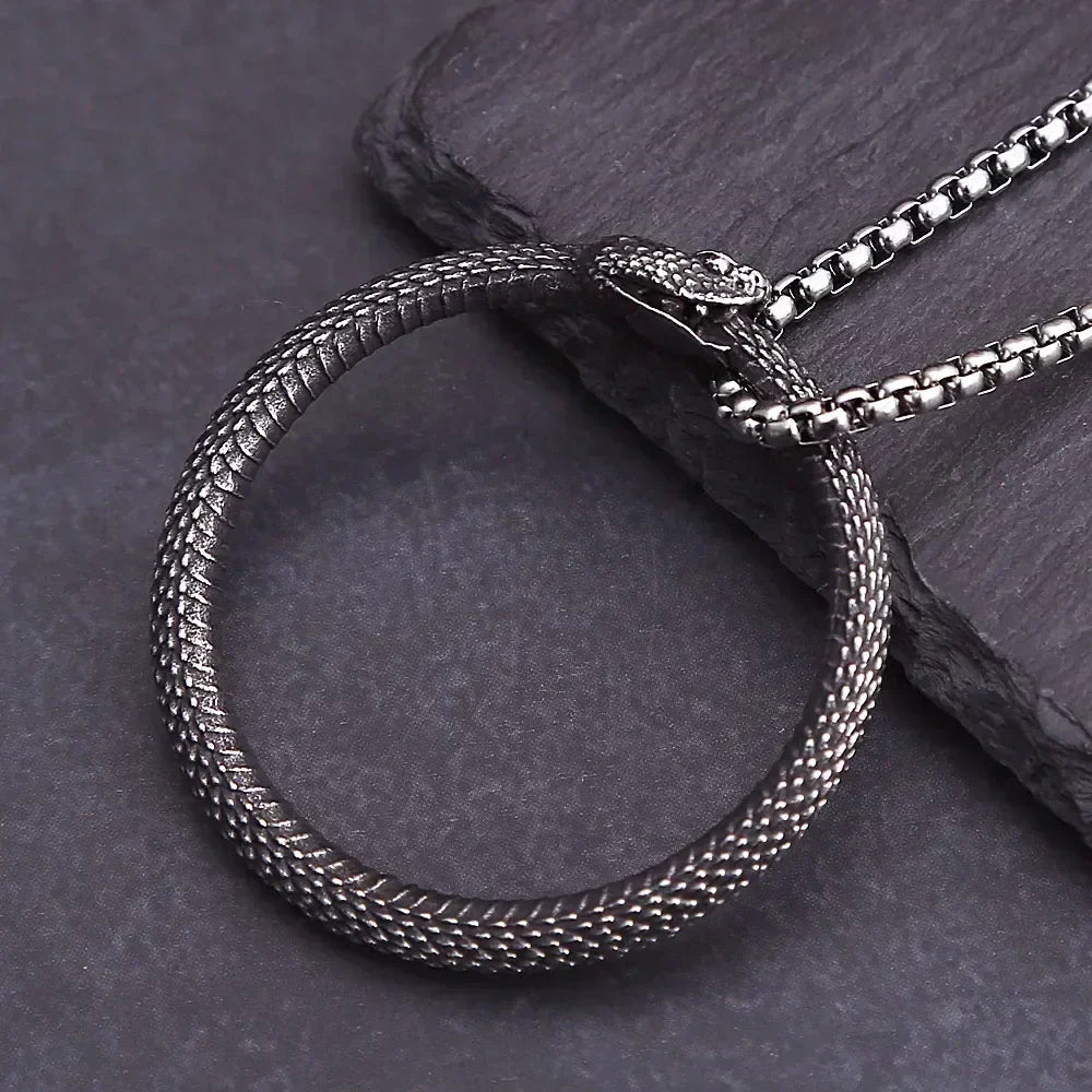Snake Necklace – Ouroboros Eternity Pendant Gothic Viking Punk Statement