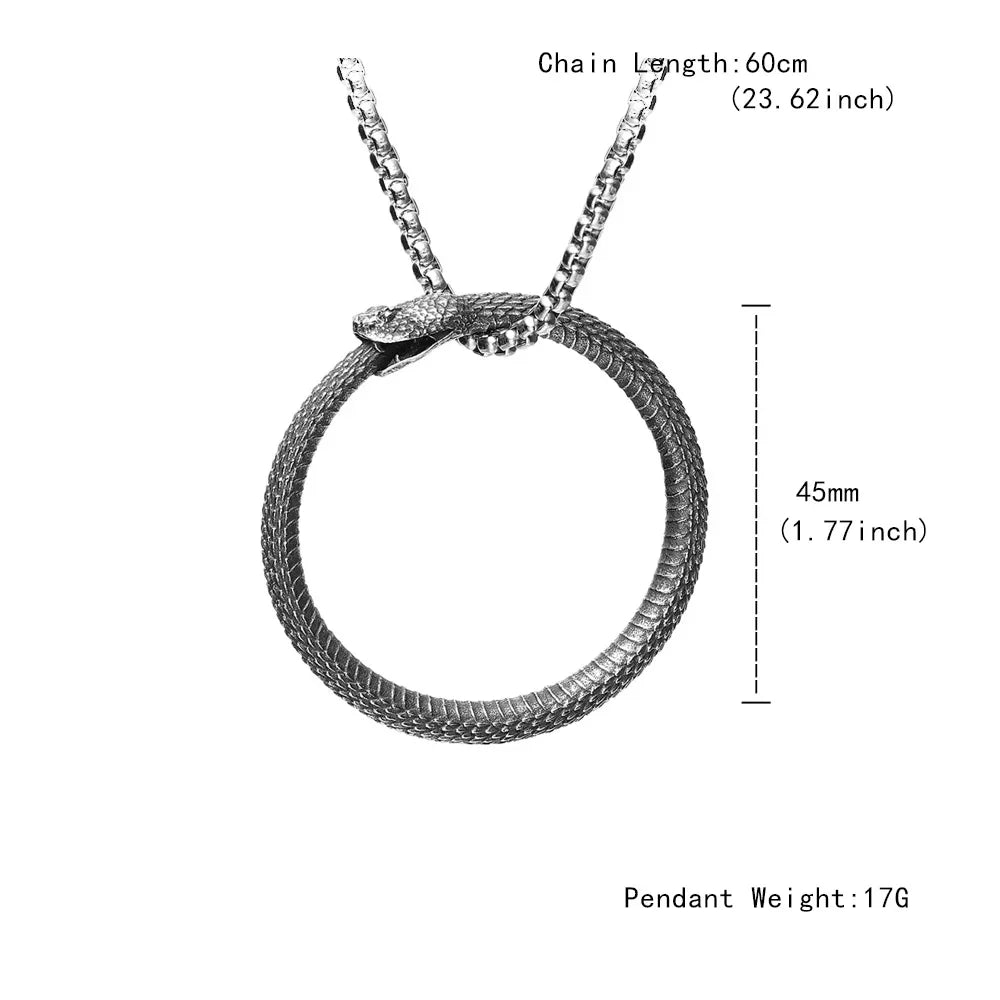 Snake Necklace – Ouroboros Eternity Pendant Gothic Viking Punk Statement