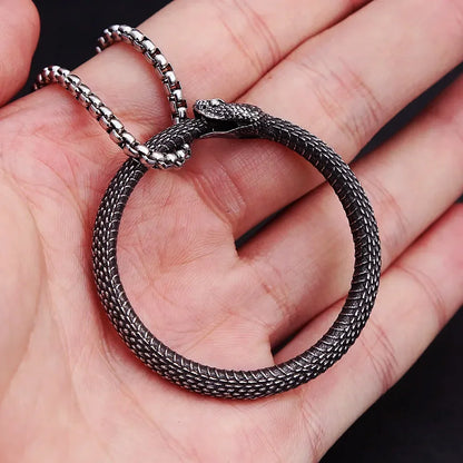 Snake Necklace – Ouroboros Eternity Pendant Gothic Viking Punk Statement