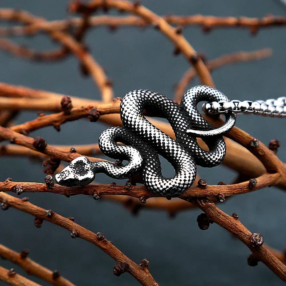 Snake Necklace – Serpent Bound Chain Punk Gothic Biker Viking Statement