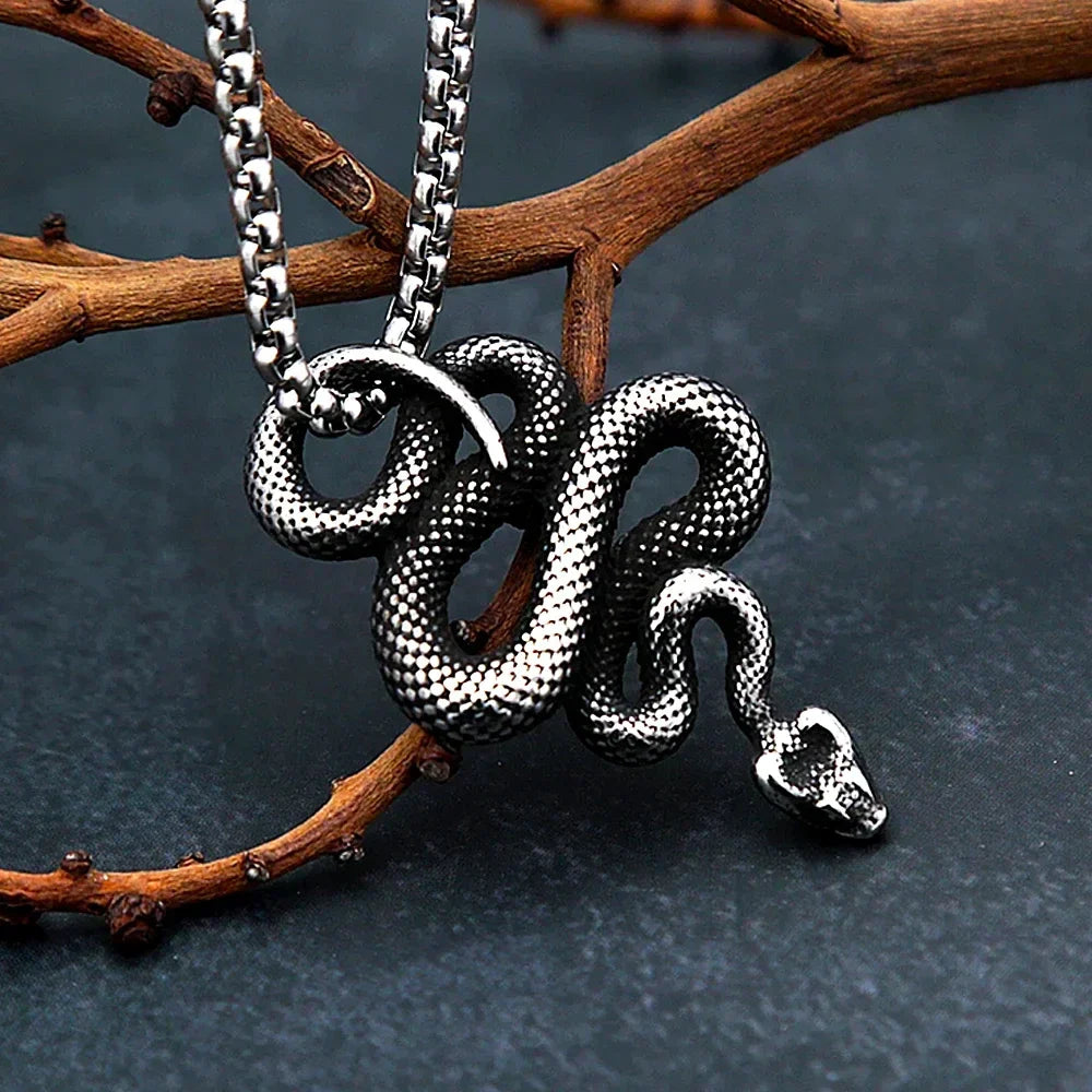 Snake Necklace – Serpent Bound Chain Punk Gothic Biker Viking Statement