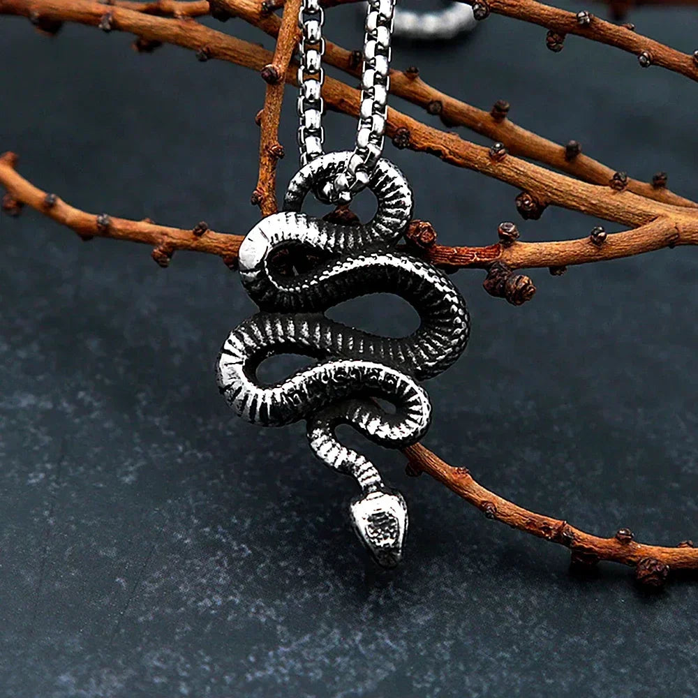 Snake Necklace – Serpent Bound Chain Punk Gothic Biker Viking Statement