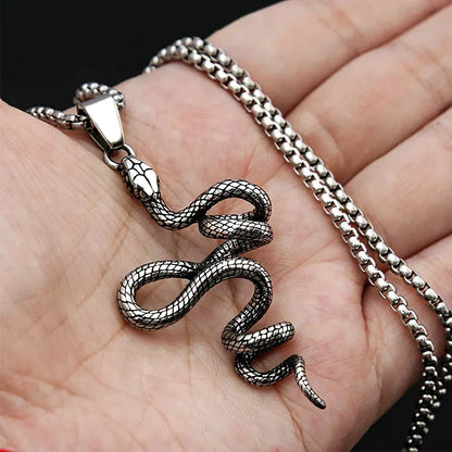 Snake Necklace – Serpent Coil Pendant Gothic Punk Biker Viking Statement