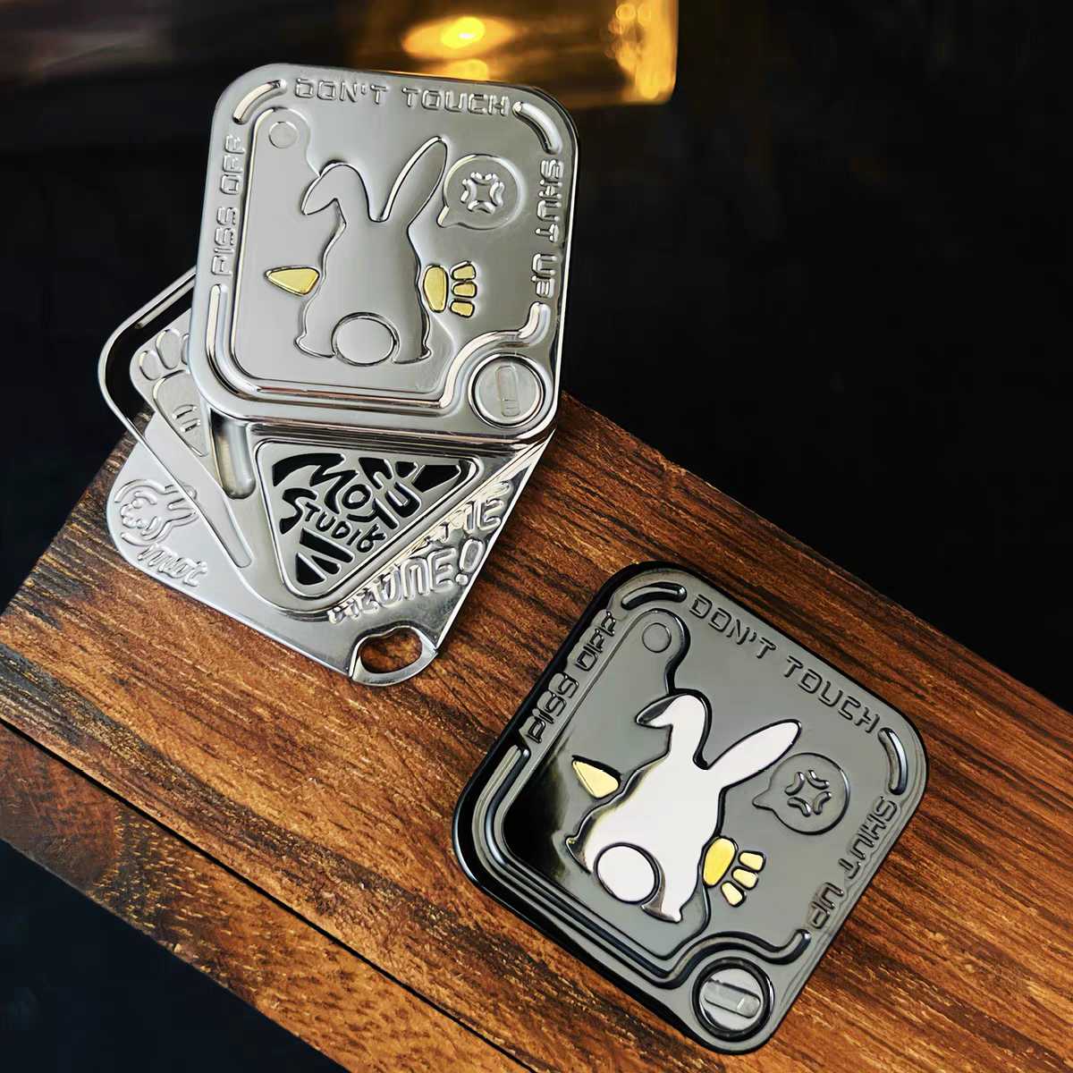 Stainless Steel Fidget Slider – Rabbit Snap Side-Push EDC Collectible Attitude Toy