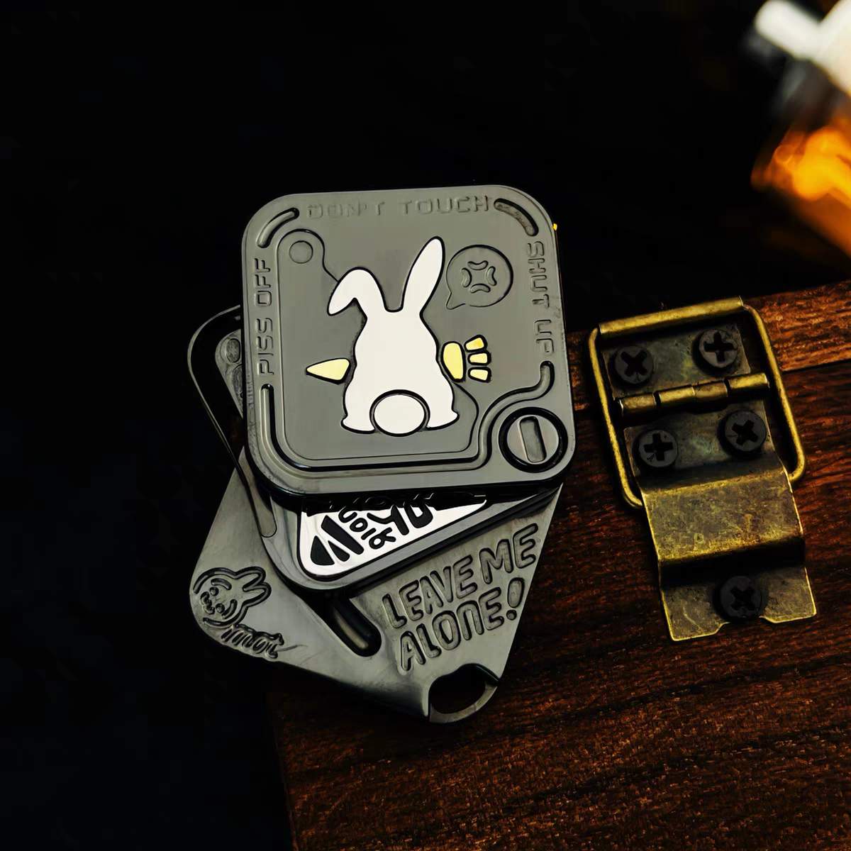 Stainless Steel Fidget Slider – Rabbit Snap Side-Push EDC Collectible Attitude Toy