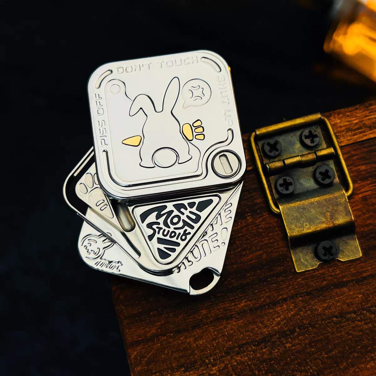 Stainless Steel Fidget Slider – Rabbit Snap Side-Push EDC Collectible Attitude Toy