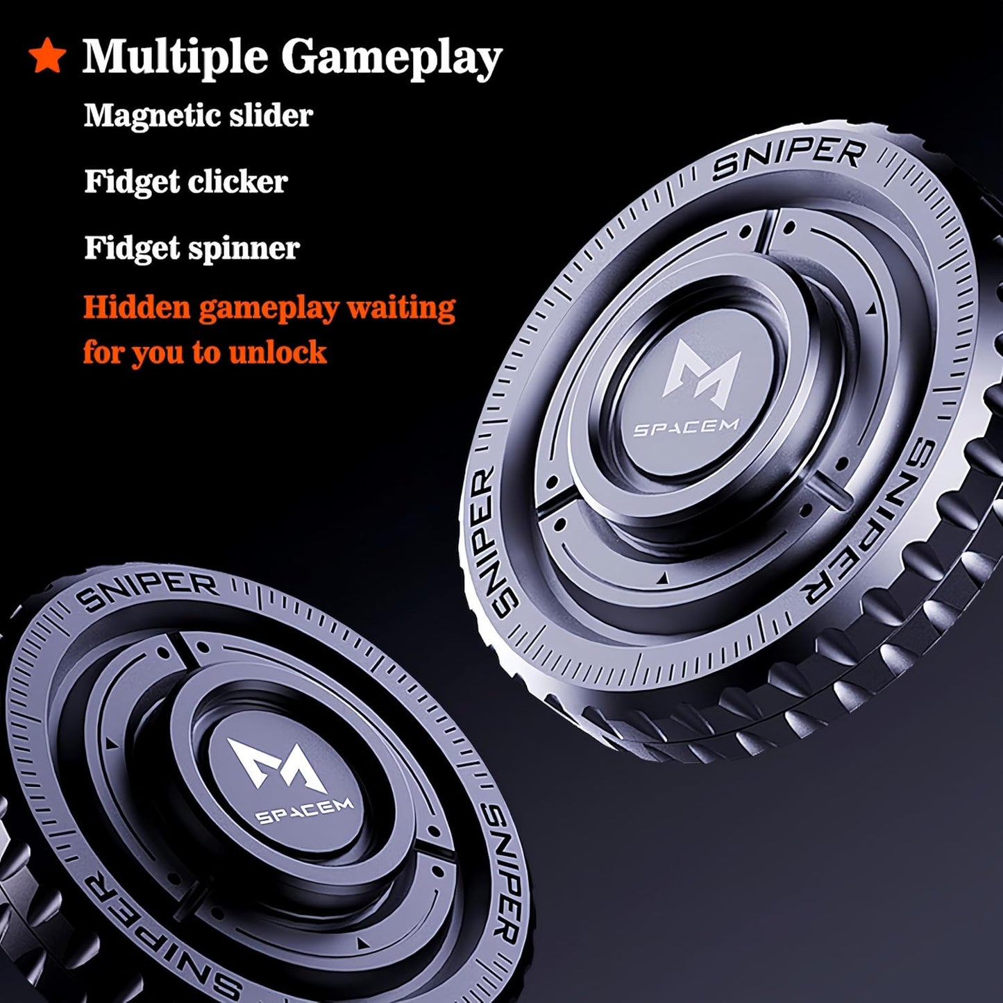 Stainless Steel Fidget Slider – TriVortex 3-in-1 with Premium CNC Aluminum EDC Spinner