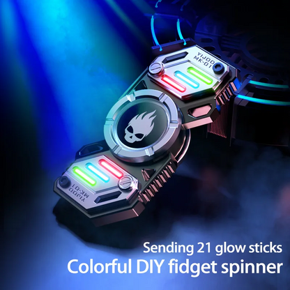 Stainless Steel Fidget Spinner – Metal Glow in the Dark Skull UFO
