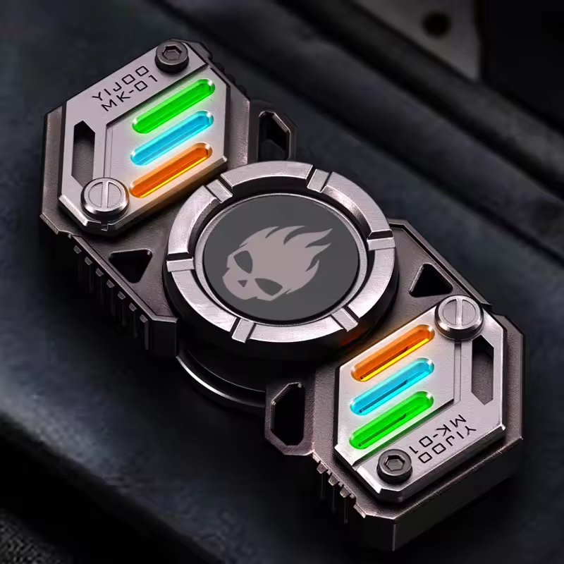 Stainless Steel Fidget Spinner – Metal Glow in the Dark Skull UFO