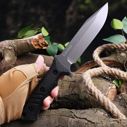 Stainless Steel Fixed Blade Knife – Full Tang Stonewash Tactical Sheath Survival Hunting