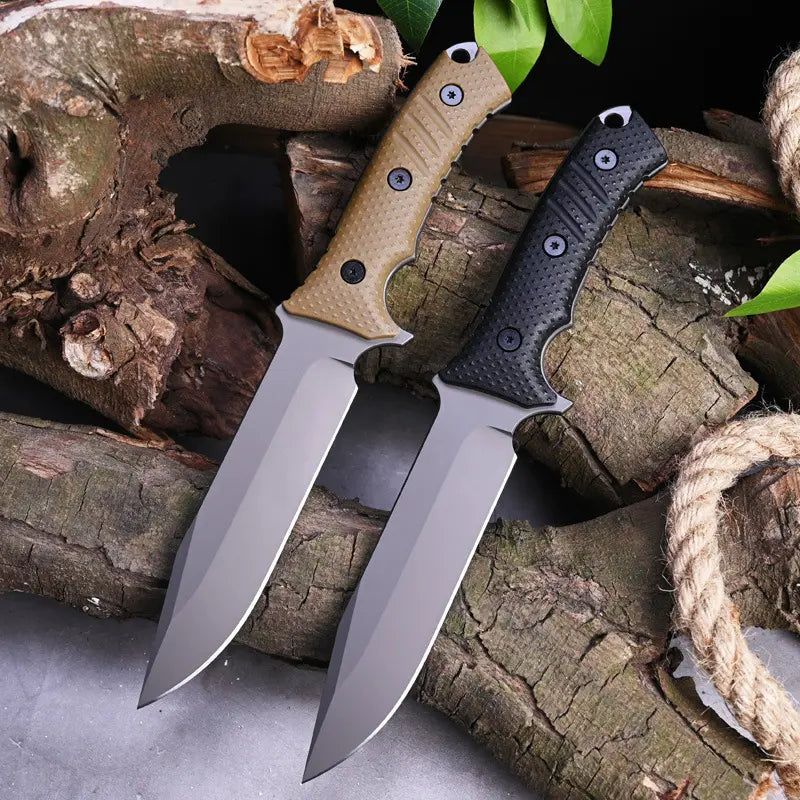 Stainless Steel Fixed Blade Knife – Full Tang Stonewash Tactical Sheath Survival Hunting