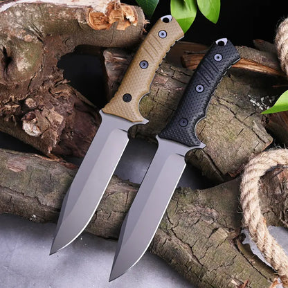 Stainless Steel Fixed Blade Knife – Full Tang Stonewash Tactical Sheath Survival Hunting