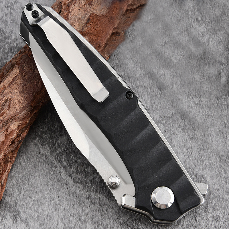 Stainless Steel Folding Knife – Ergonomic Handle Compact EDC Outdoor Camping Utility