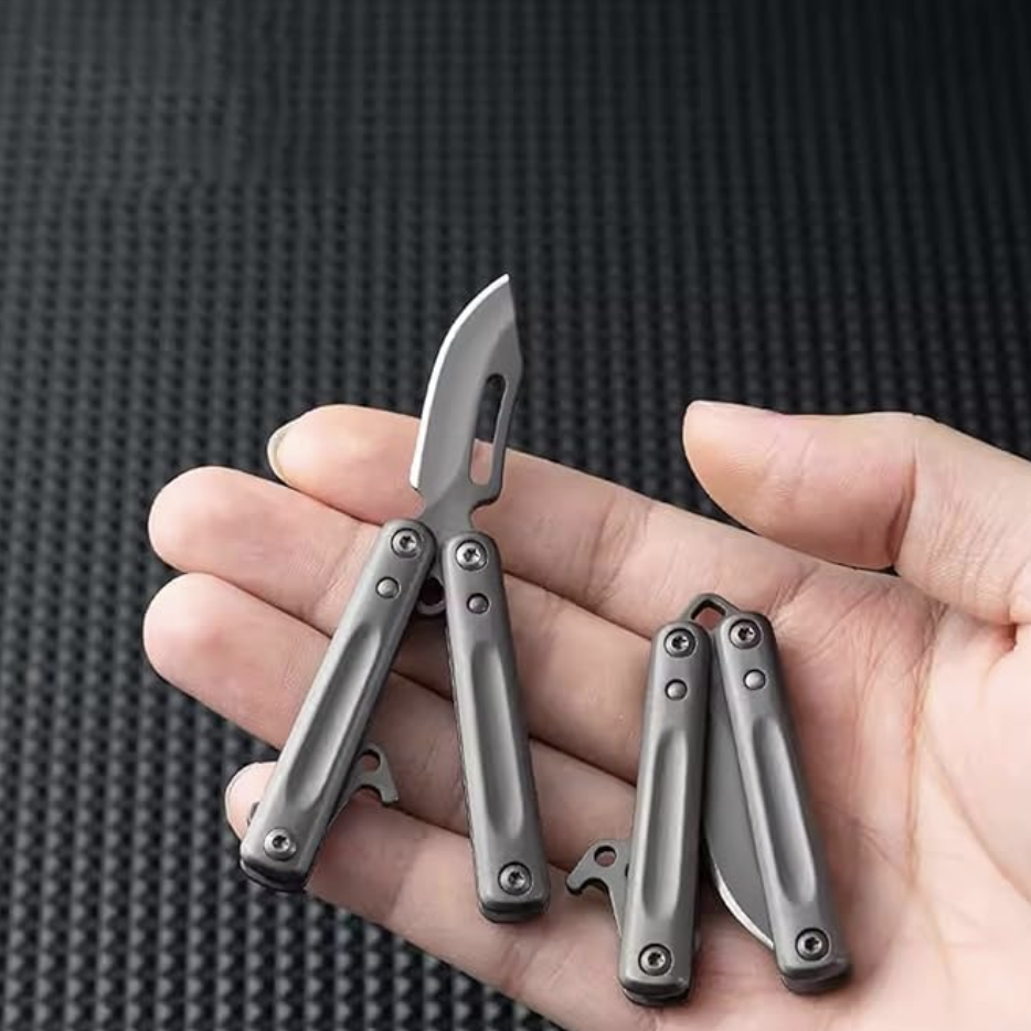 Stainless Steel Folding Knife – PicoBlade Mini Butterfly Keychain with EDC