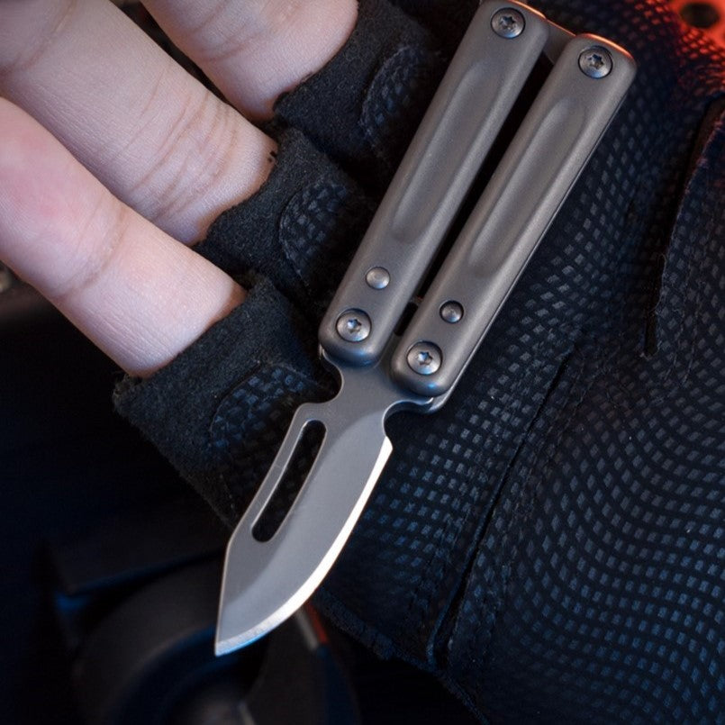 Stainless Steel Folding Knife – PicoBlade Mini Butterfly Keychain with EDC