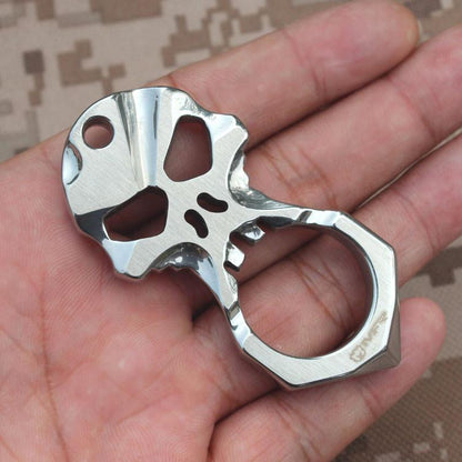 Stainless Steel Knuckles – Skull 9R18MOV Self Defense Keychain Tool