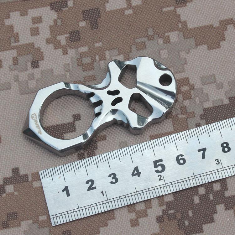 Stainless Steel Knuckles – Skull 9R18MOV Self Defense Keychain Tool