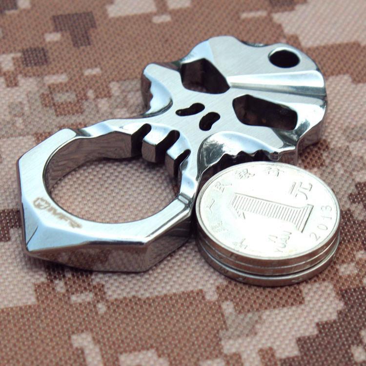 Stainless Steel Knuckles – Skull 9R18MOV Self Defense Keychain Tool