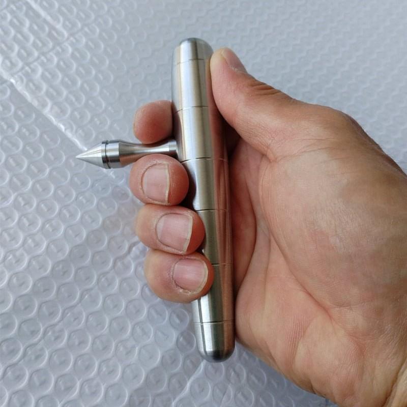 Stainless Steel Kubotan Keychain – 304 Baby Tonfa with Detachable 60mm Spike Heavy