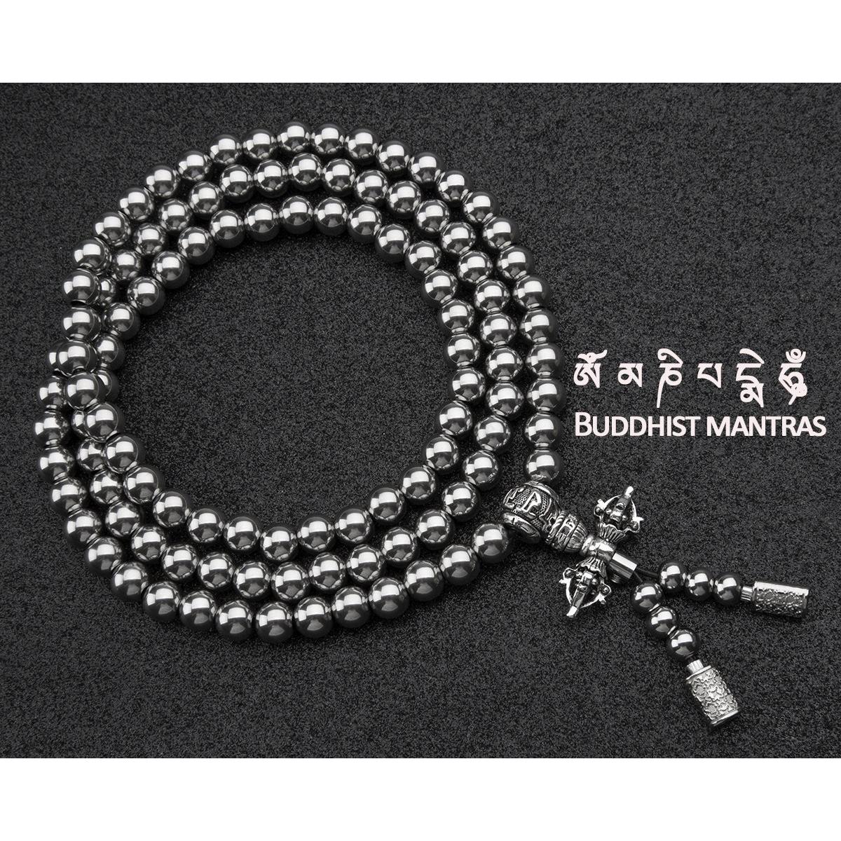 Stainless Steel Necklace – 108 Buddha Beads Mala with Multi-Function Self Defense