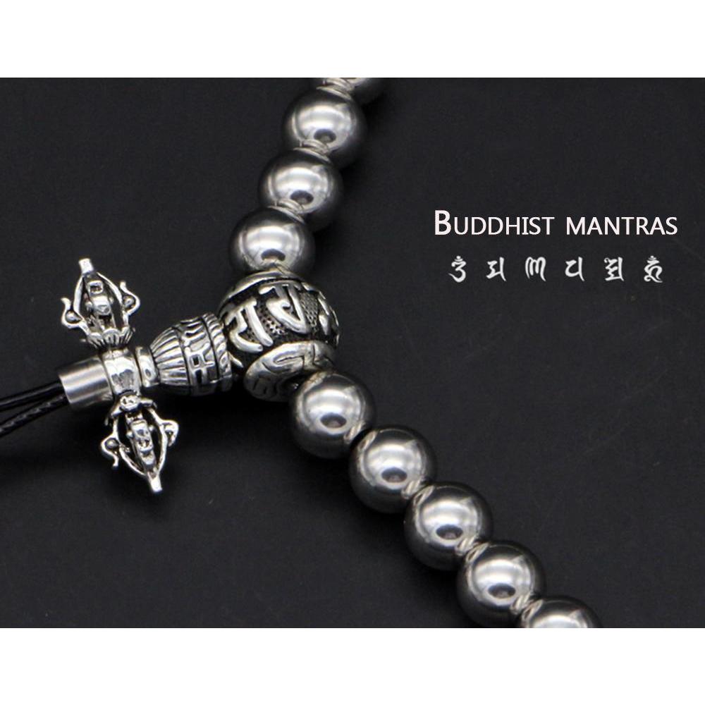 Stainless Steel Necklace – 108 Buddha Beads Mala with Multi-Function Self Defense