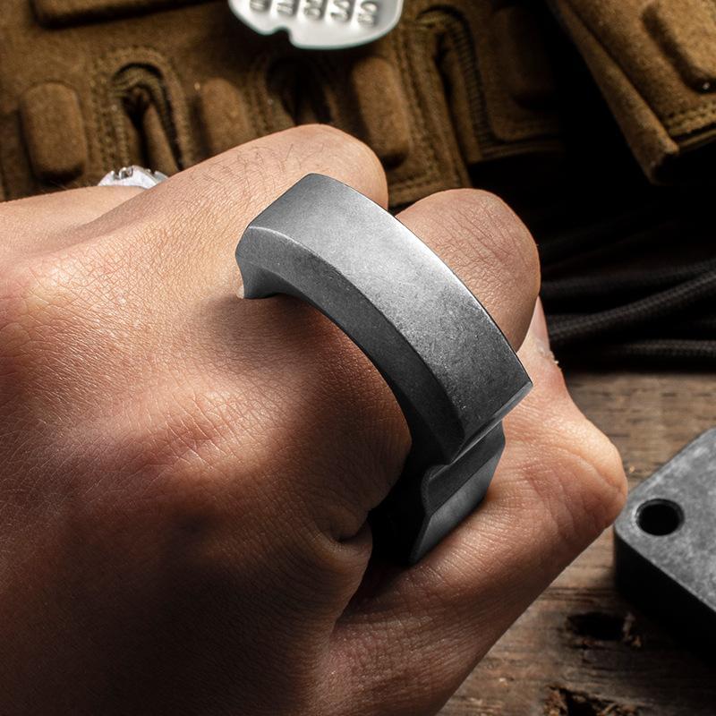 Stainless Steel Ring – 420 Single Finger with 14mm Ultra Thick Stonewash Security Friendly