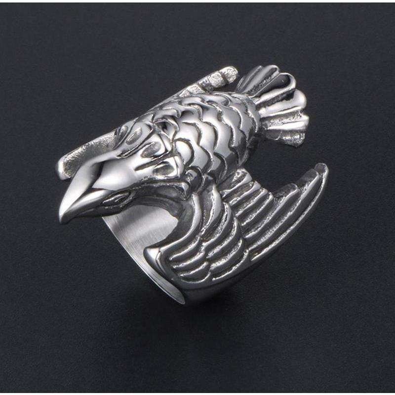 Stainless Steel Ring – Silver Eagle 316L Self Defense for Alternative Styling, Collecting
