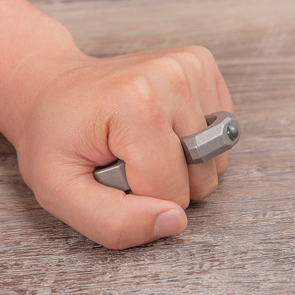 Stainless Steel Single Finger Knuckles – 304 Stonewash with Ceramic Glass Breaker with EDC