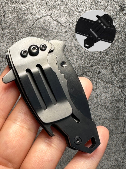 Stainless Steel Utility Knife – Shark Fang Mini Folding with Keychain EDC