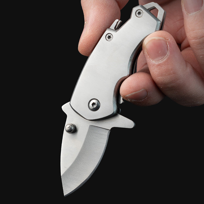Stainless Steel Utility Knife – Shark Fang Mini Folding with Keychain EDC