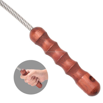 Steel Baton – 56cm Cable Self Defense Whip with Wooden Handle Emergency Tool